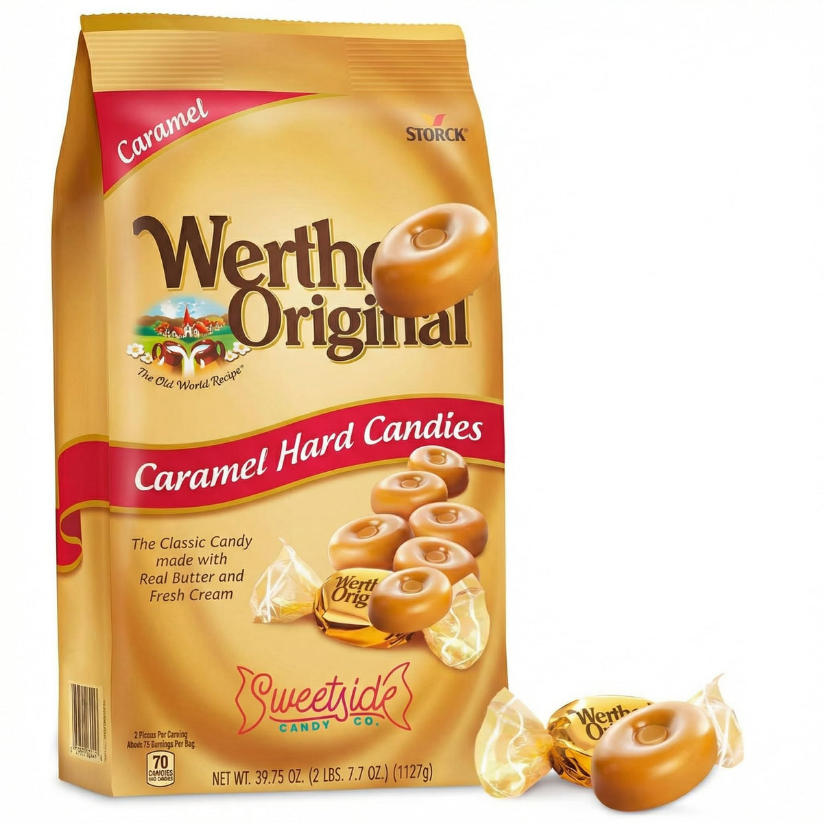 Werthrs Original Caramel Hard Candies bulk bag 2.4lb for sharing and stocking up.