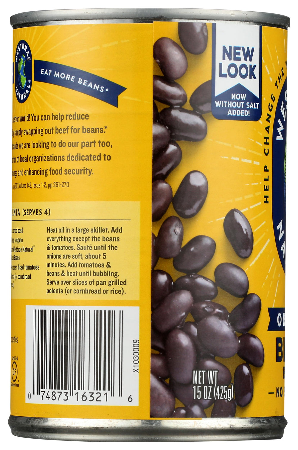 Westbrae Natural black beans chili; hearty texture in minutes.