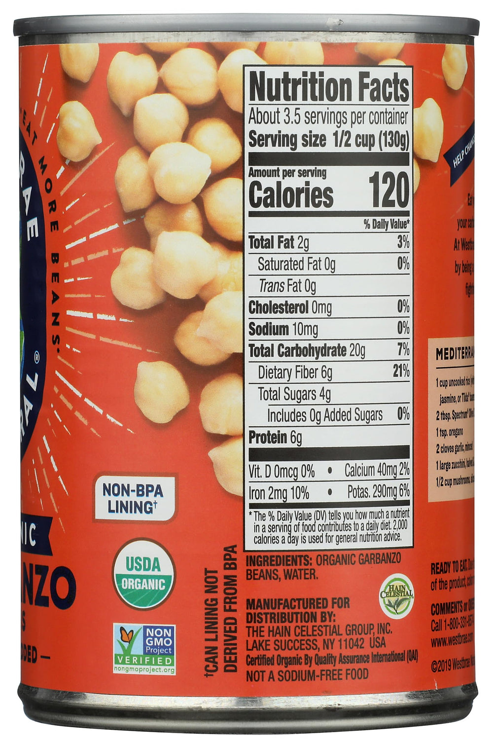 Westbrae garbanzo beans pouring action emphasizes ready-to-use convenience