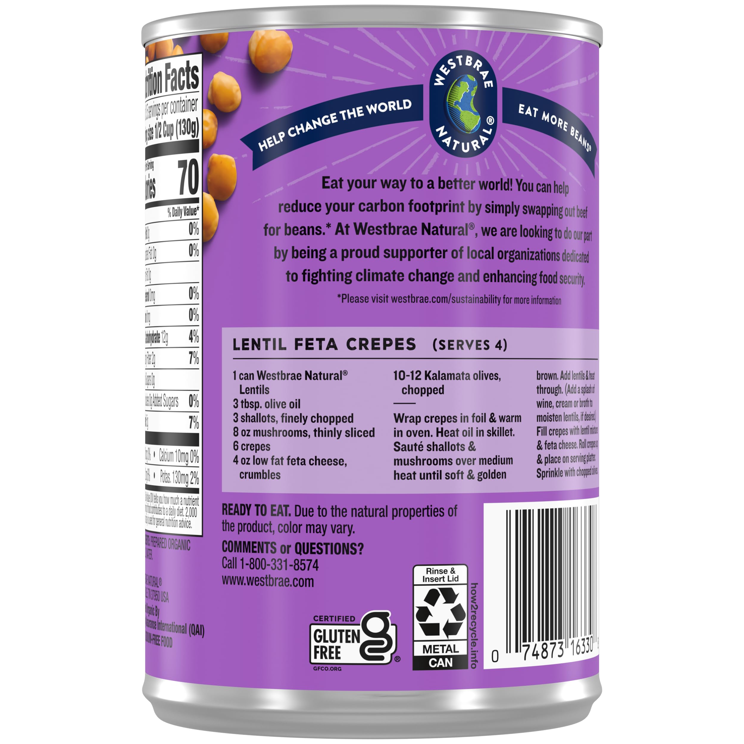 Westbrae Natural Organic Lentils served with grains for balanced meals.