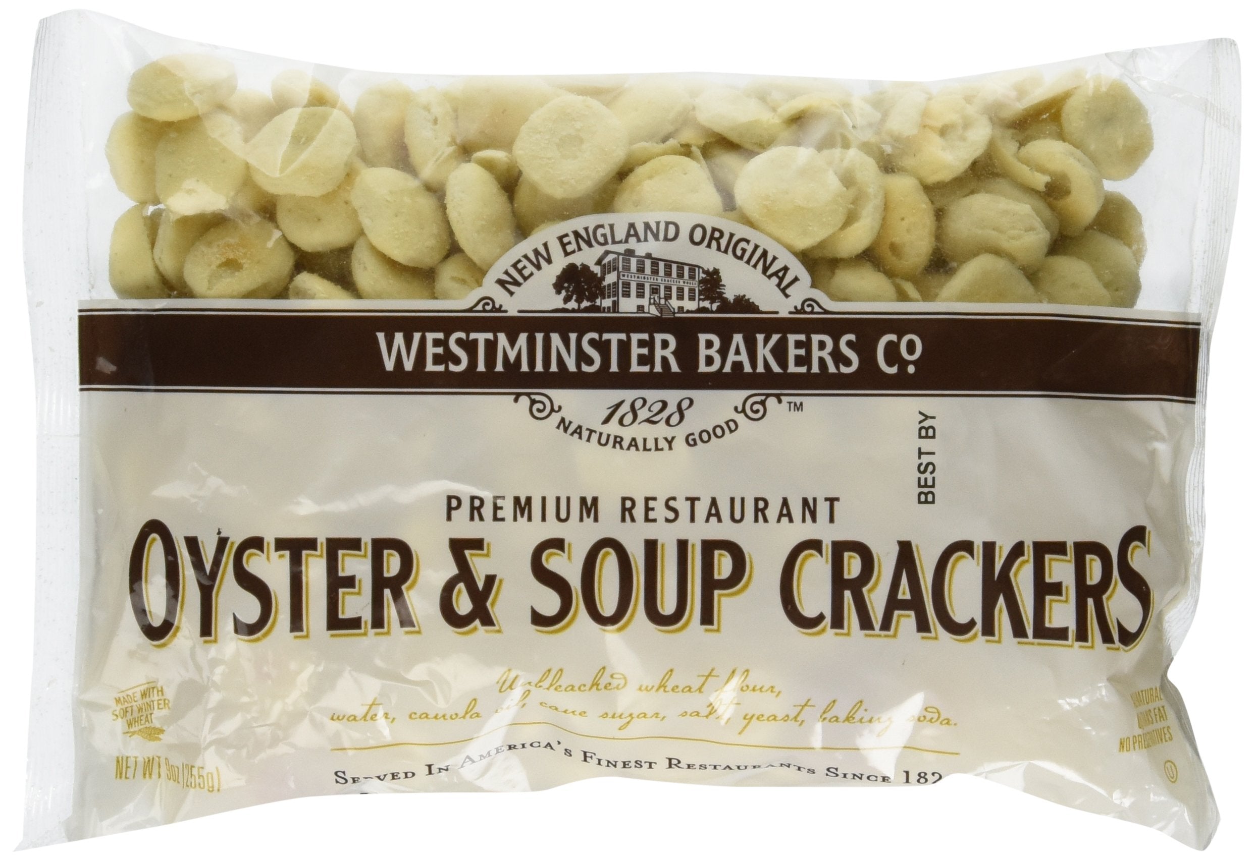 Westminster Bakers Co. Oyster Crackers packaging front improves pantry visibility.