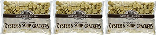 Westminster Bakers Co serving oyster crackers with soup, ideal for clam chowder and stews.