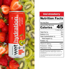 Wet Hydration Kiwi Strawberry can close-up showing zero sugar and protein