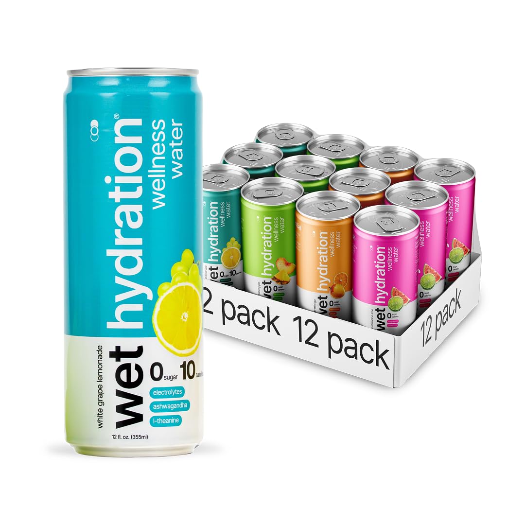 Wet Hydration Peach Pineapple can for zero-calorie refreshment after workouts.