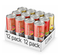 Wet Hydration Protein Water pack display showcases convenient 12-pack.