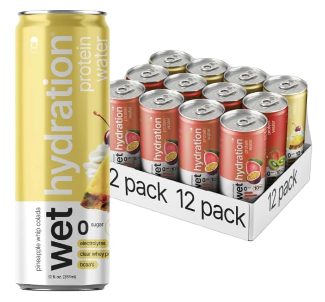 Wet Hydration Protein Water Passion Guava can highlights 10g protein for recovery.