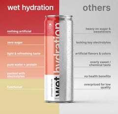 Wet Hydration Protein Water Pineapple Whip can shows zero sugar and low calories.