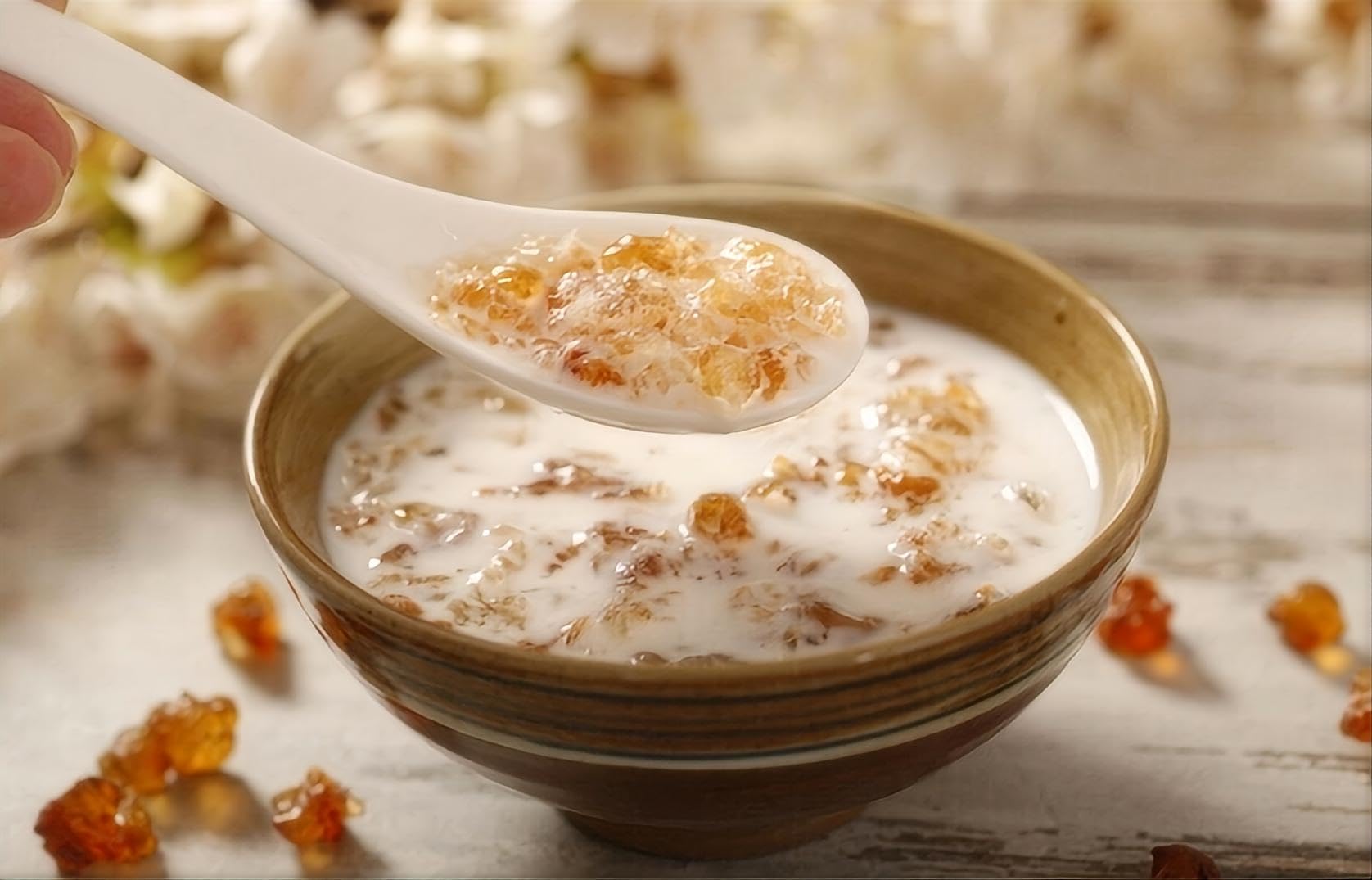WFH Peach Resin Gum dessert soup idea showing easy preparation