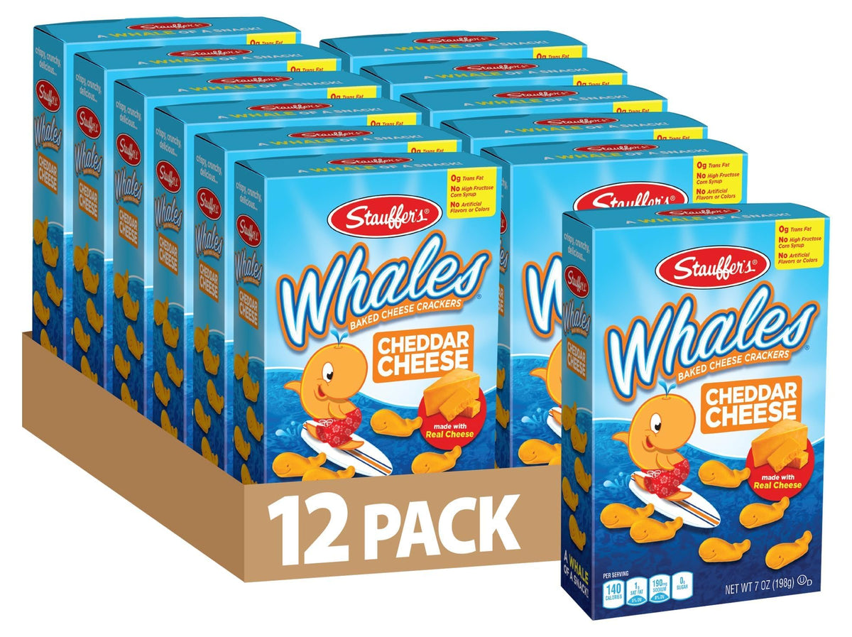 WHALES Stauffer's baked cheddar crackers box for family snacks on the go