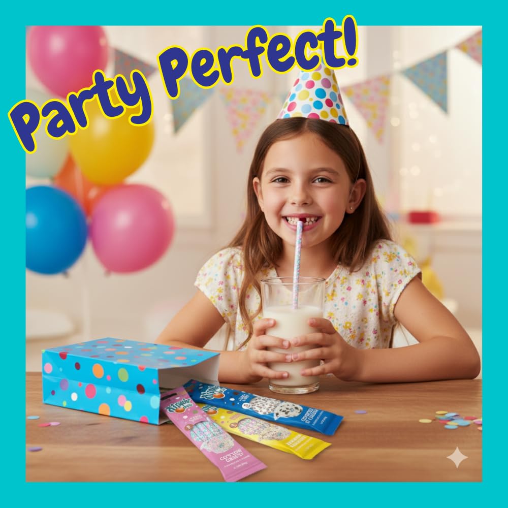 Party-ready Dippin’ Dots straws as a fun birthday treat.