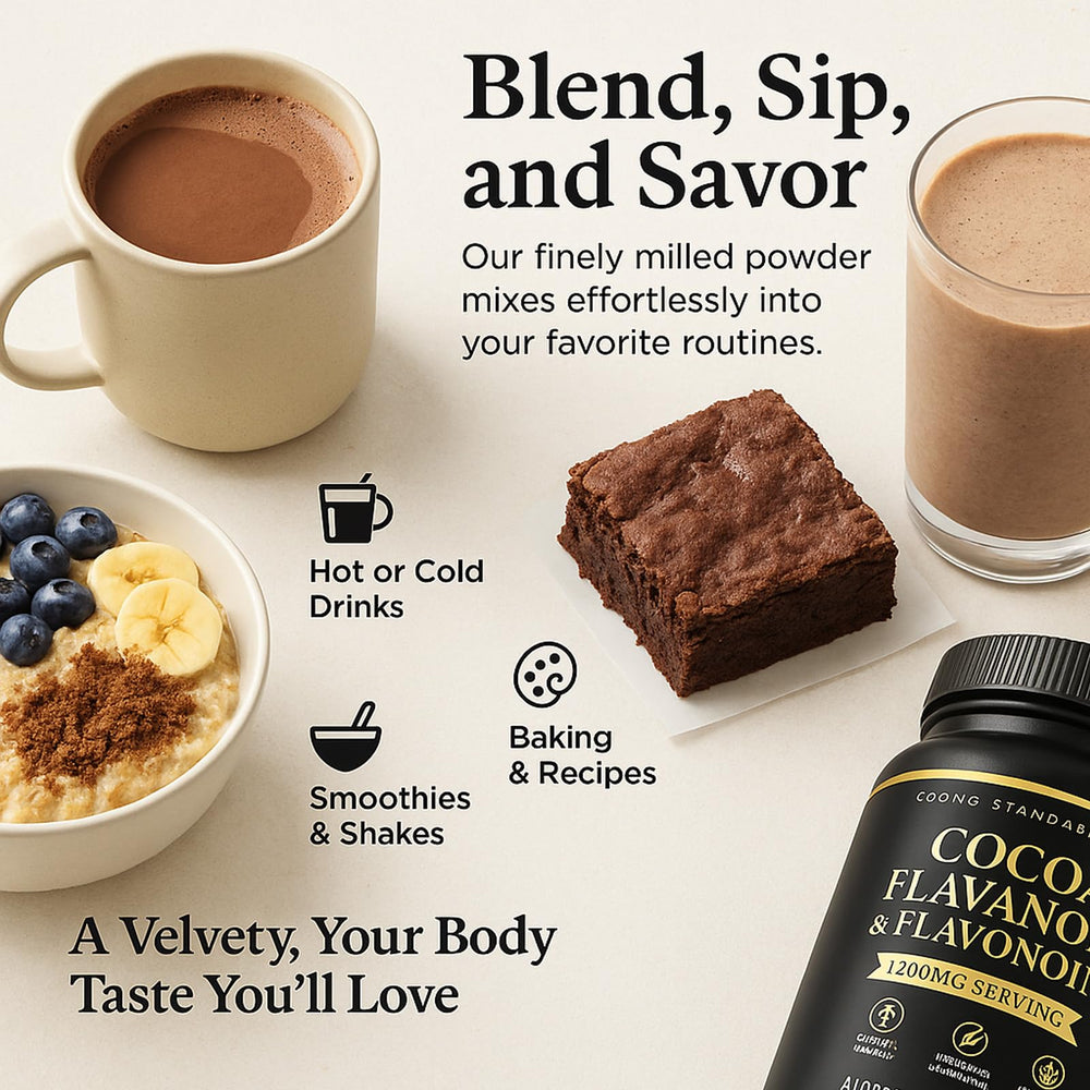 WHDEOW cocoa powder texture close-up highlighting natural richness.
