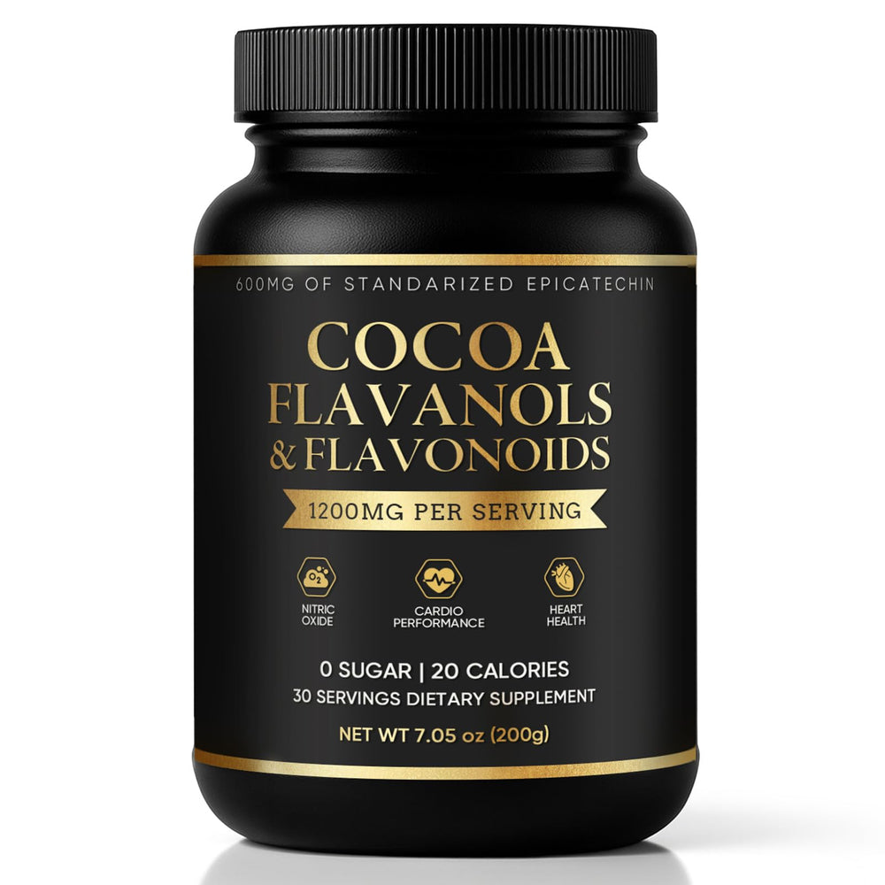 WHDEOW High Flavanol Cocoa Powder front label showing premium vegan formula.