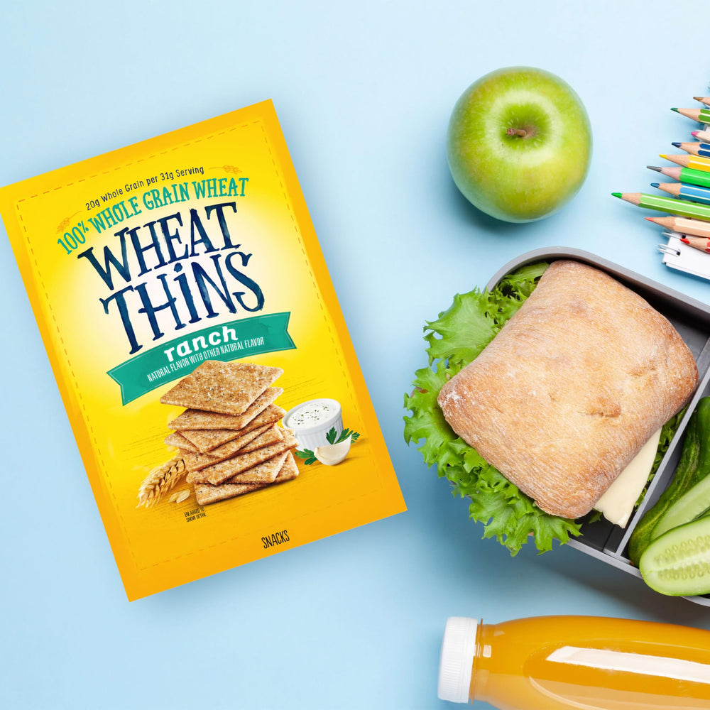 Wheat Thins Ranch Crackers cheese board pairing on a serving tray