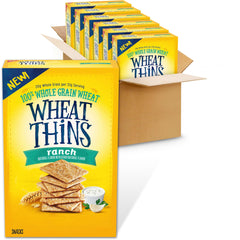 Wheat Thins Ranch Crackers packaging front, bulk snack option for gatherings
