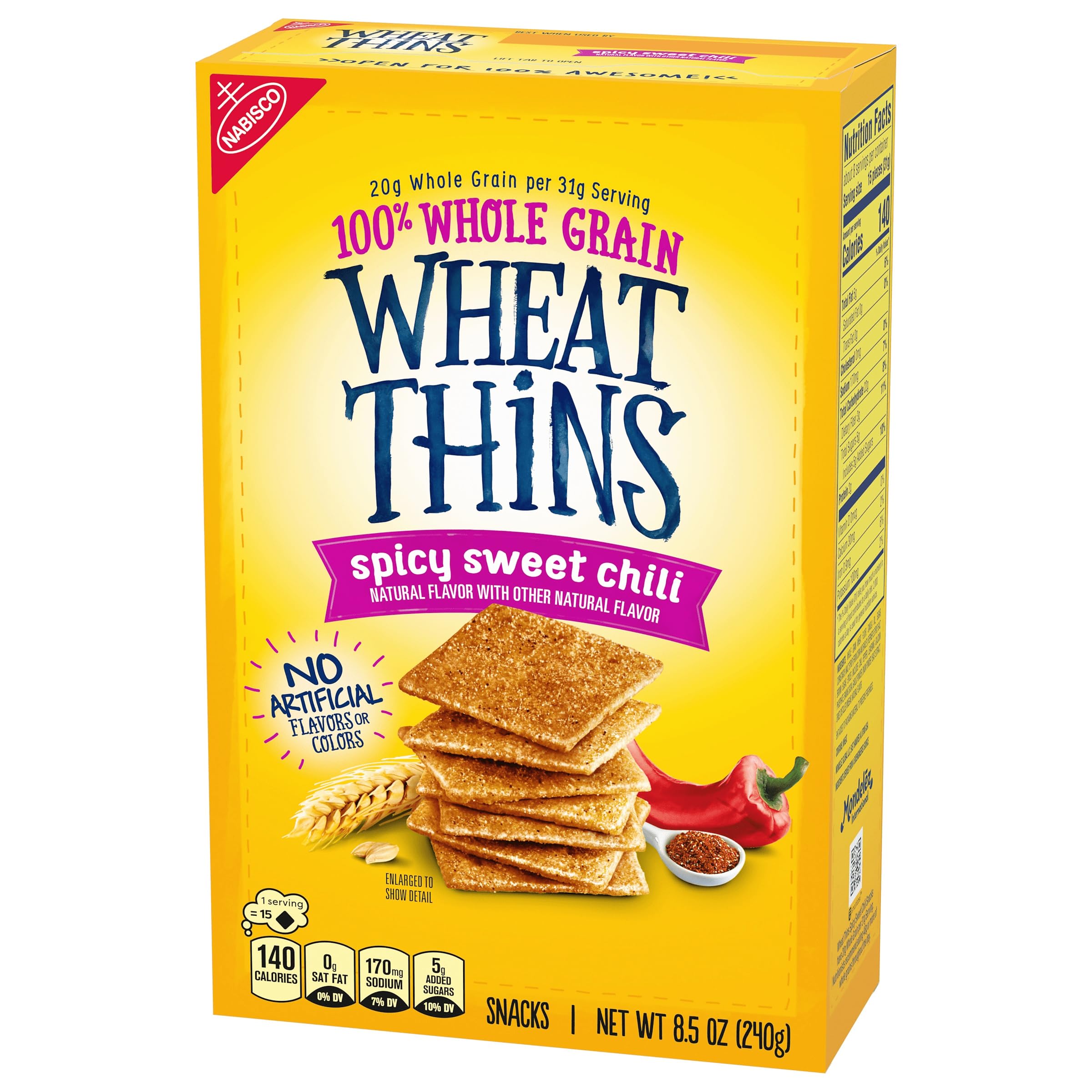 Wheat Thins nutrition panel notes 21g whole grain per serving.