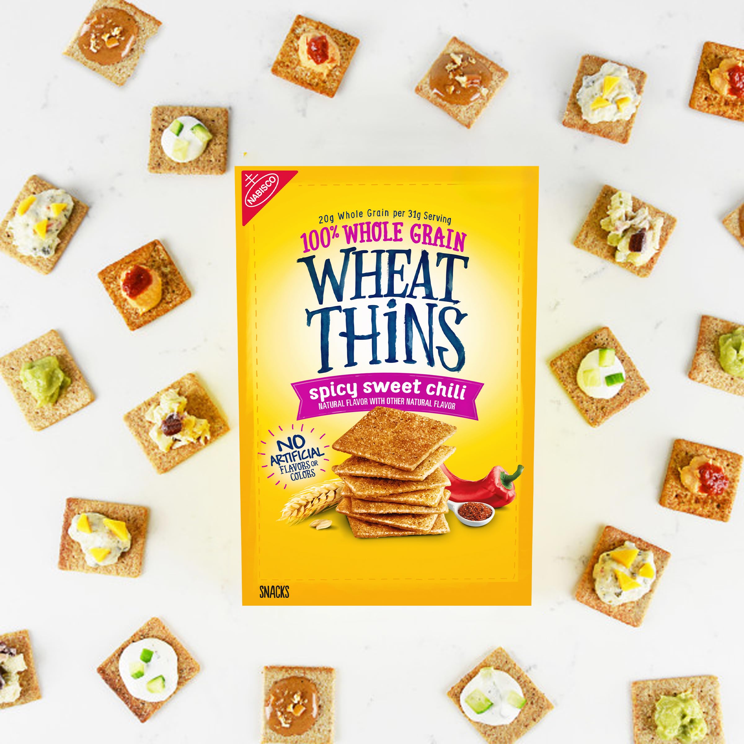 Wheat Thins on shelf communicates mainstream availability.