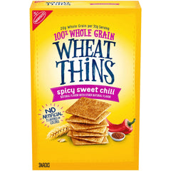 Wheat Thins packaging highlights bold flavor for on-the-go snacking.