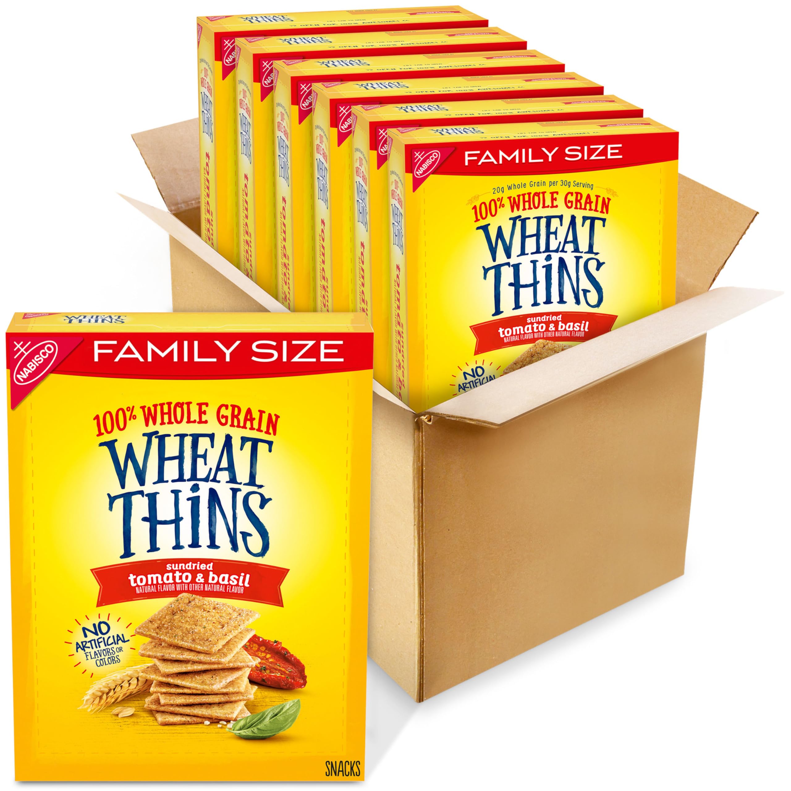 Brand Wheat Thins Sundried Tomato & Basil family-size boxes ready for sharing