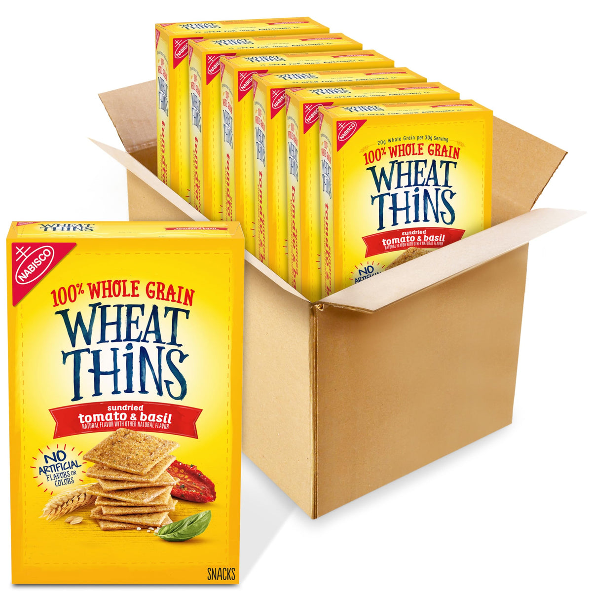 Wheat Thins Sundried Tomato & Basil crackers in bulk packaging ideal for gatherings.