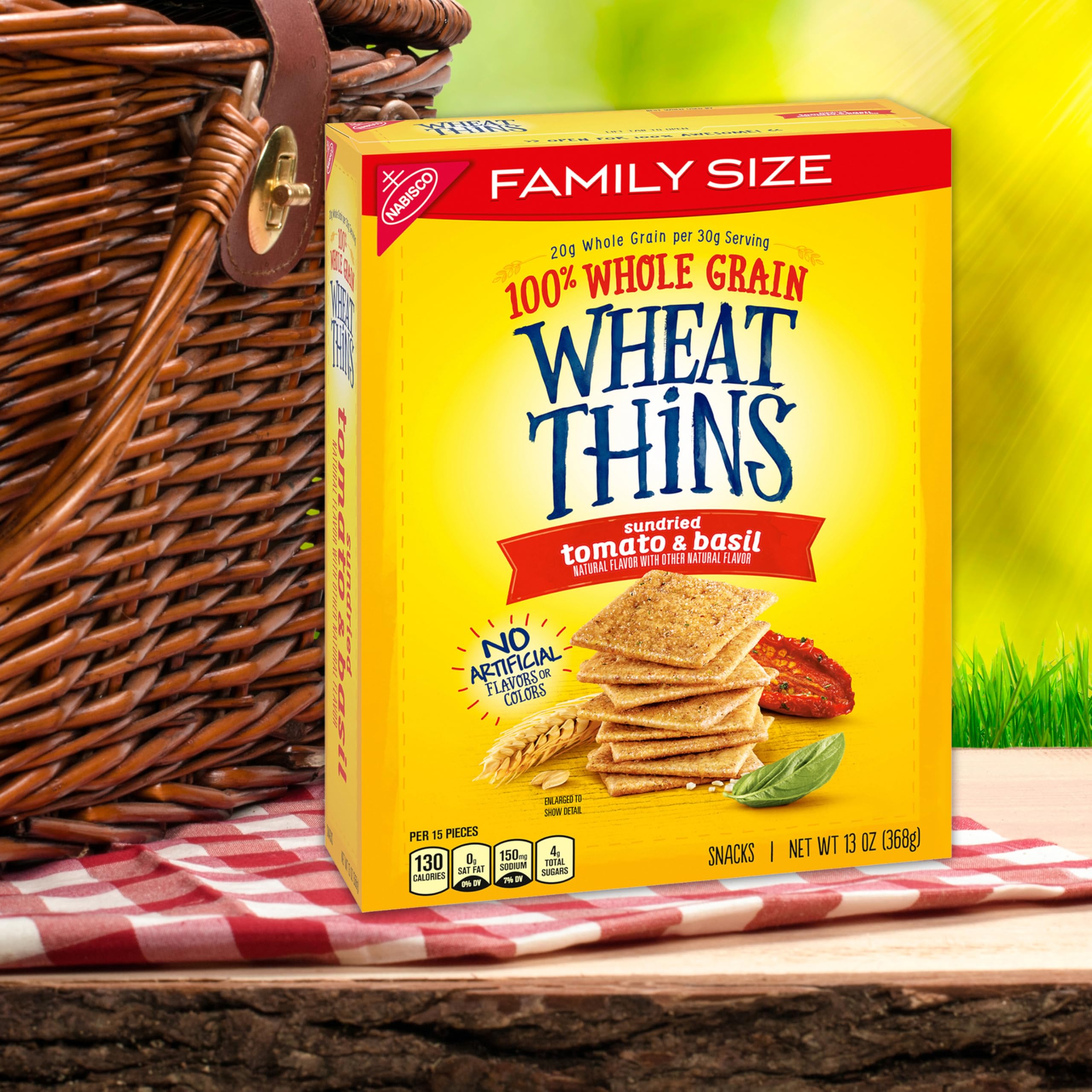 Whole grain label visible on Wheat Thins Sundried Tomato & Basil crackers