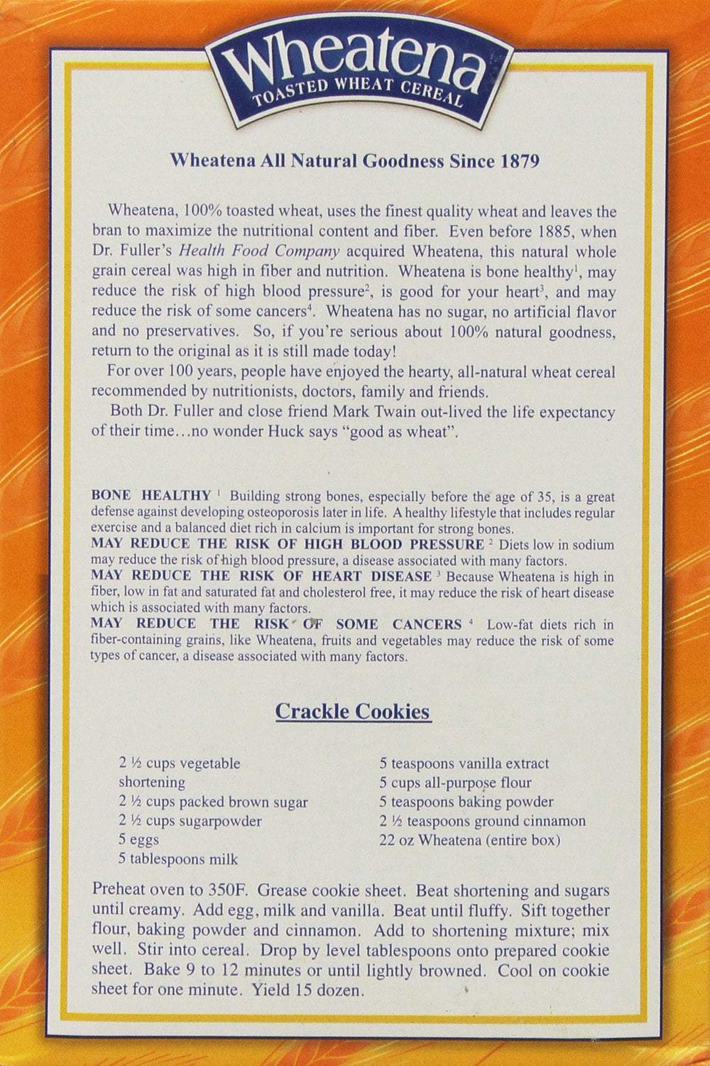 Wheatena toasted wheat cereal serving bowl ready for muffins or stuffing ideas