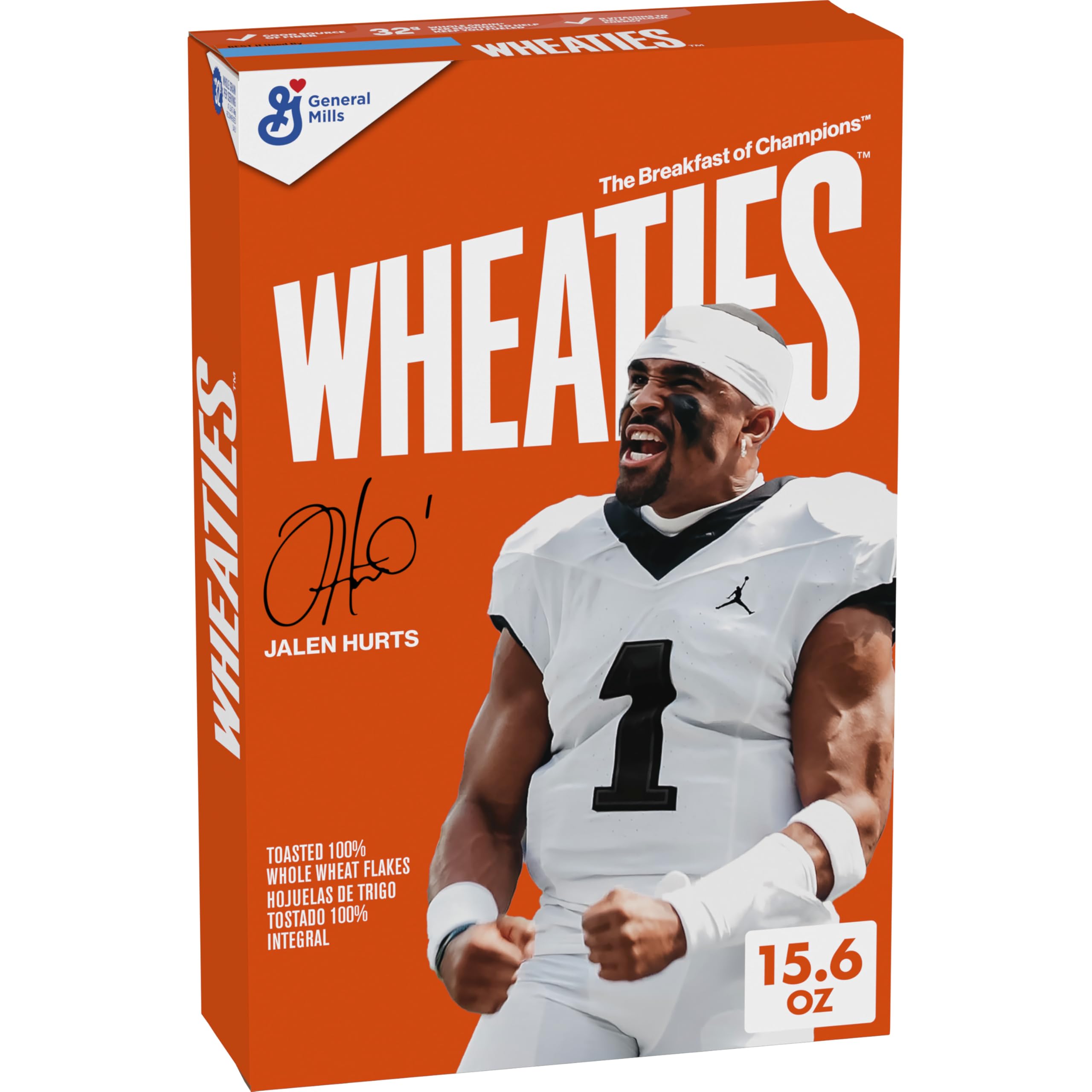 Wheaties box featuring Jalen Hurts, front view for breakfast inspiration