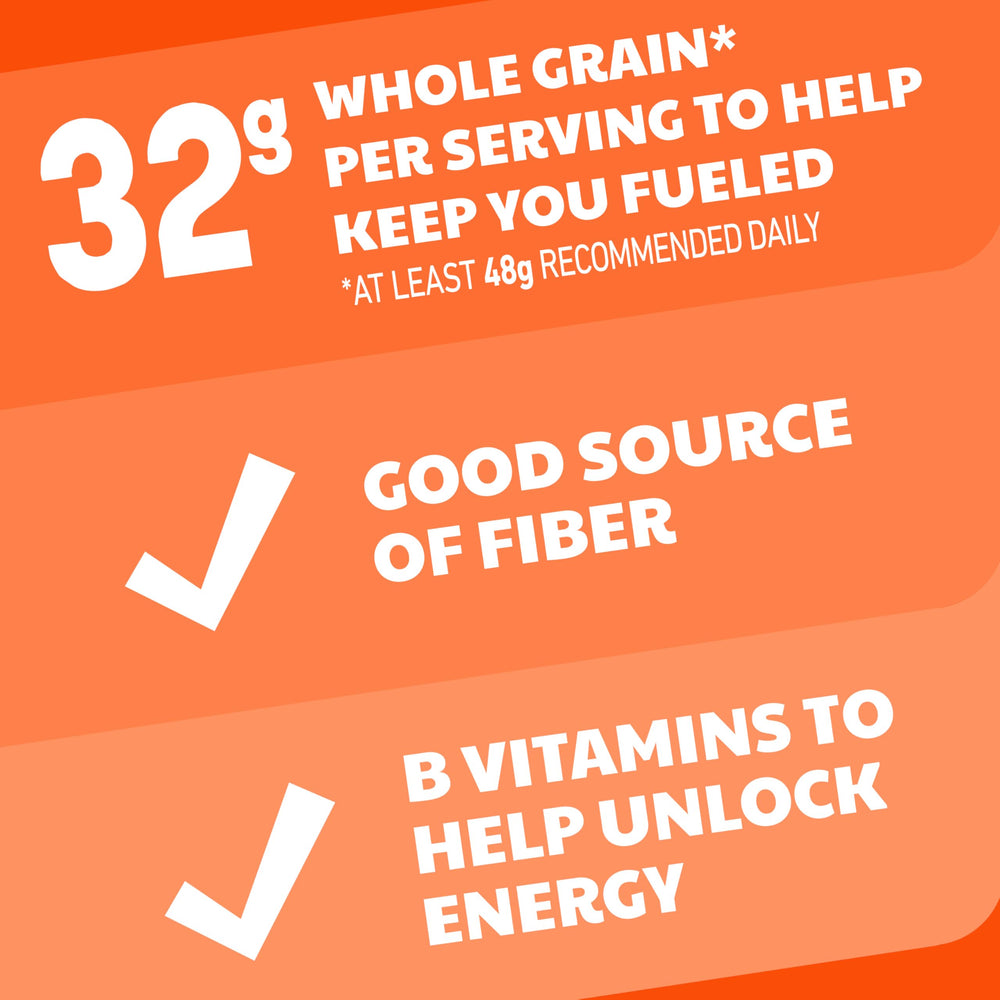 Nutrition panel close-up showing whole grain and fiber info