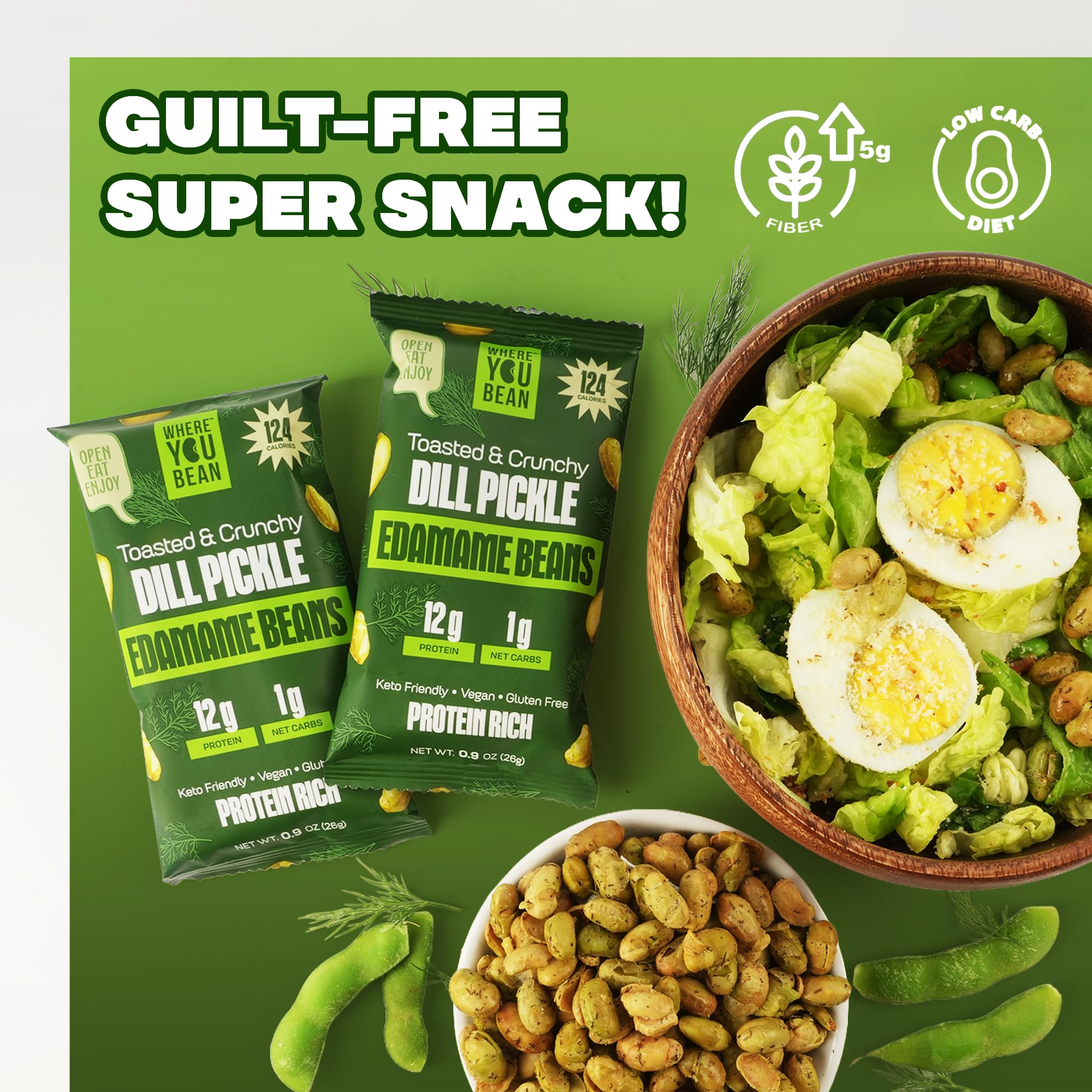Where You Bean Edamame Dill Pickle lunchbox-friendly snack