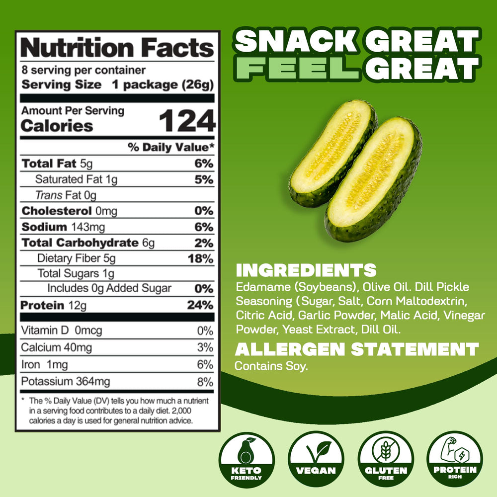 Where You Bean Edamame Dill Pickle pack ready for on-the-go snacking