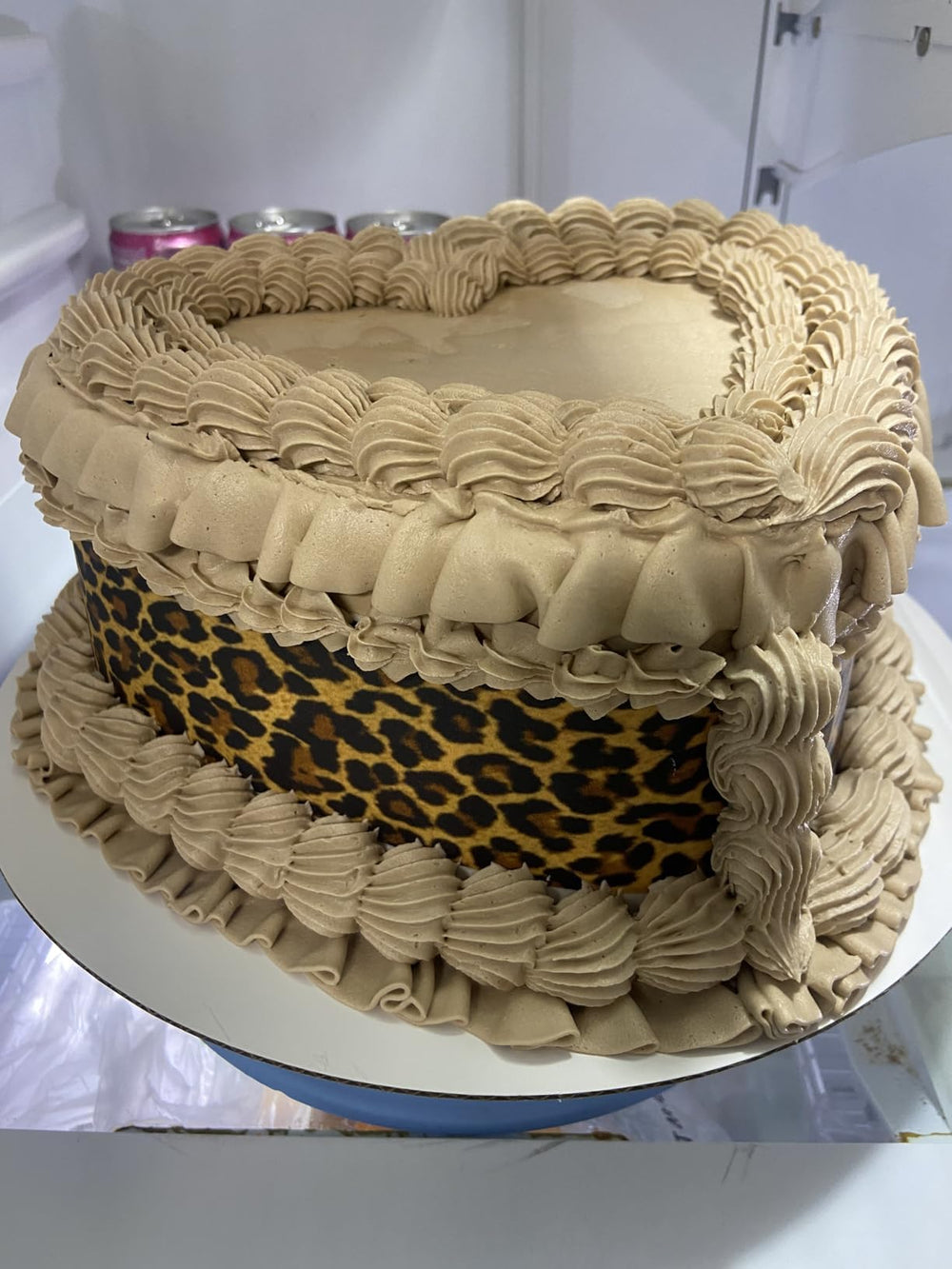 Leopard border on cake from Whimsical Practicality creates cohesive party styling