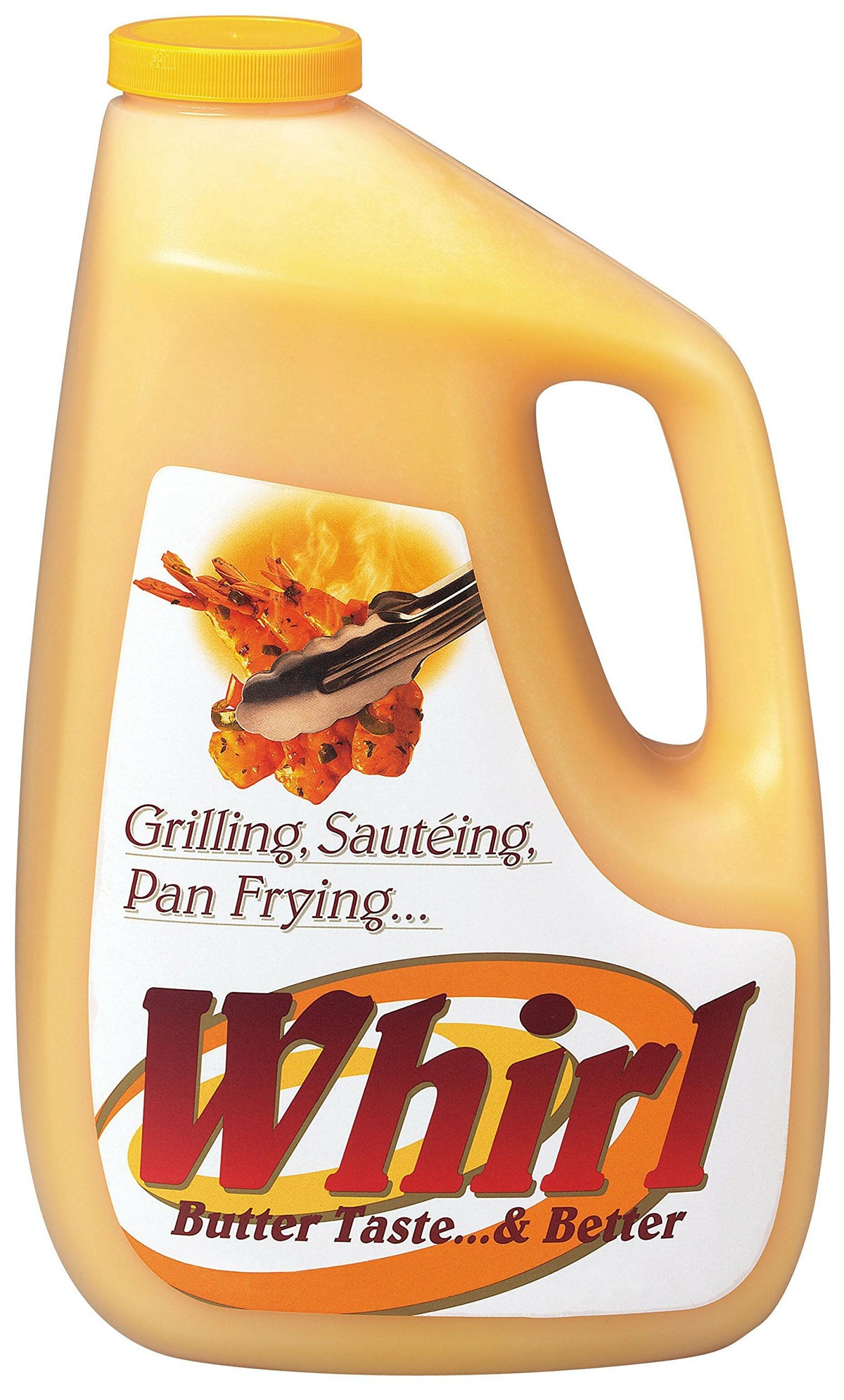Whirl Butter Flavored Oil bottle on counter showcasing rich butter aroma.