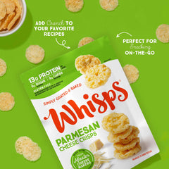 Whisps bag opened, showcasing portion-controlled snack for lunches.