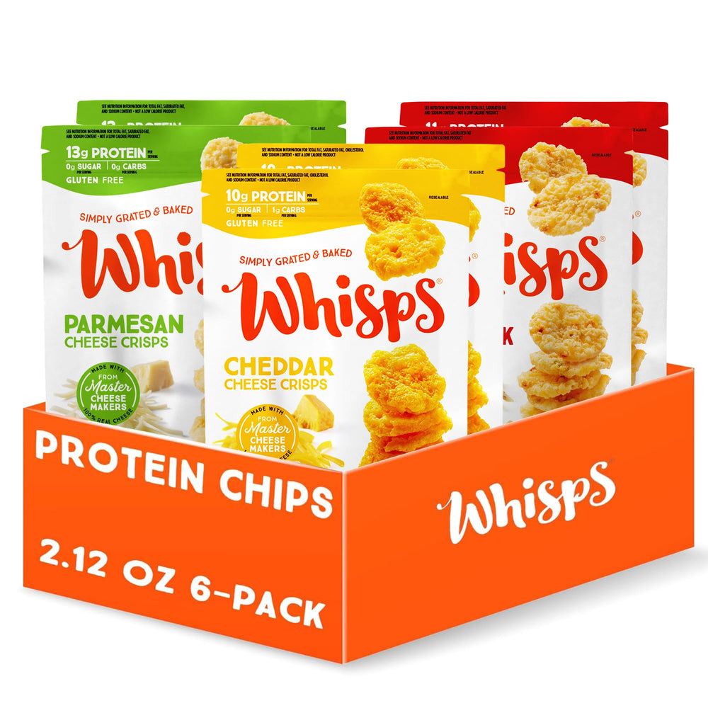 Whisps variety-pack box front for convenient, on-the-go snacking