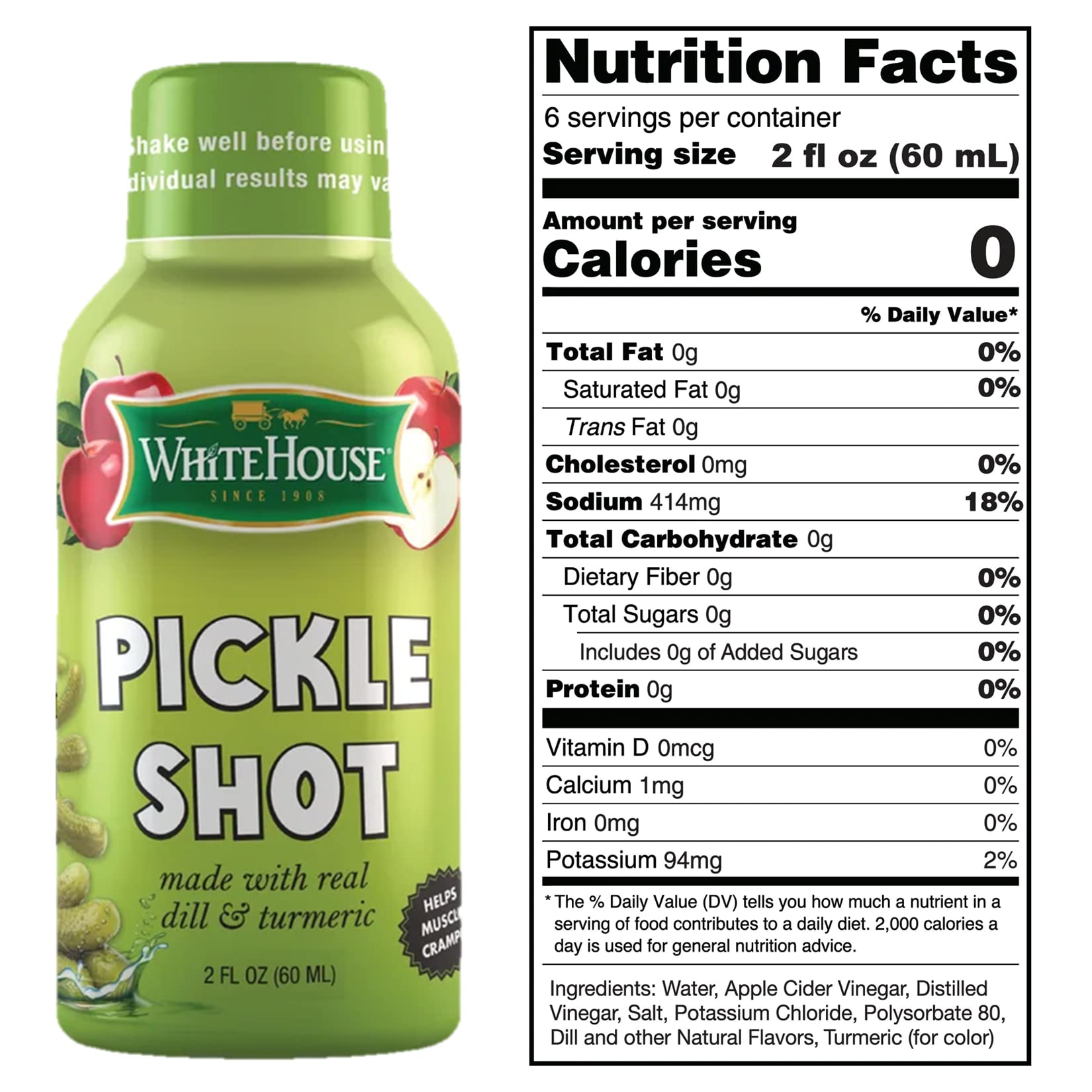 White House Pickle Shots six-pack display for active athletes.