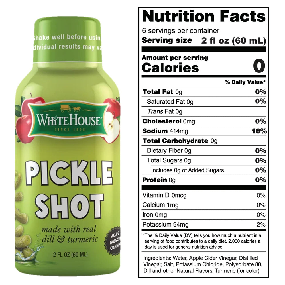 White House Pickle Shots six-pack display for active athletes.