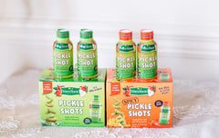 White House Pickle Shots showing dill and ACV ingredients for electrolyte support.