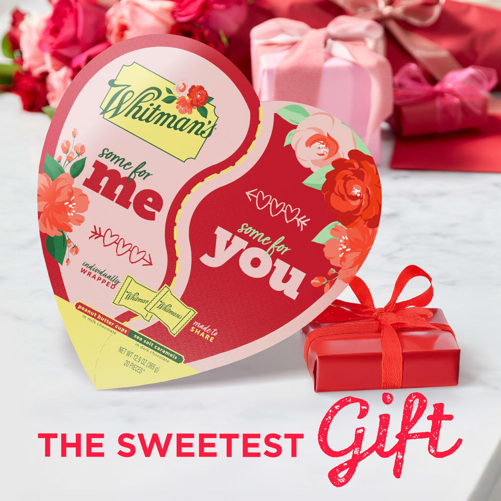 Whitman's gift box with fresh-looking, foil-wrapped pieces ready to gift.