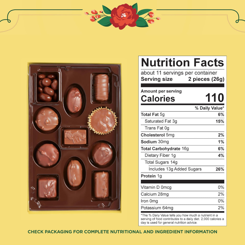Whitman's Sampler 22-piece assortment on a decorative platter for celebrations.
