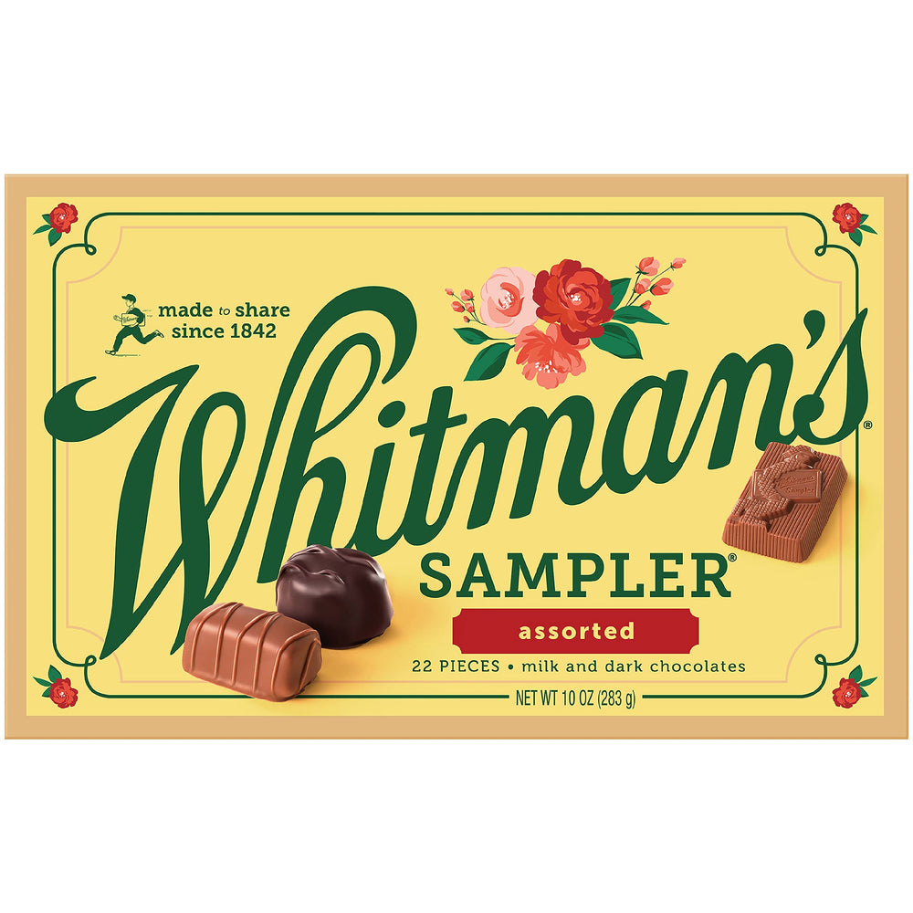Whitman's Sampler box front view showing a ready-to-gift chocolate assortment