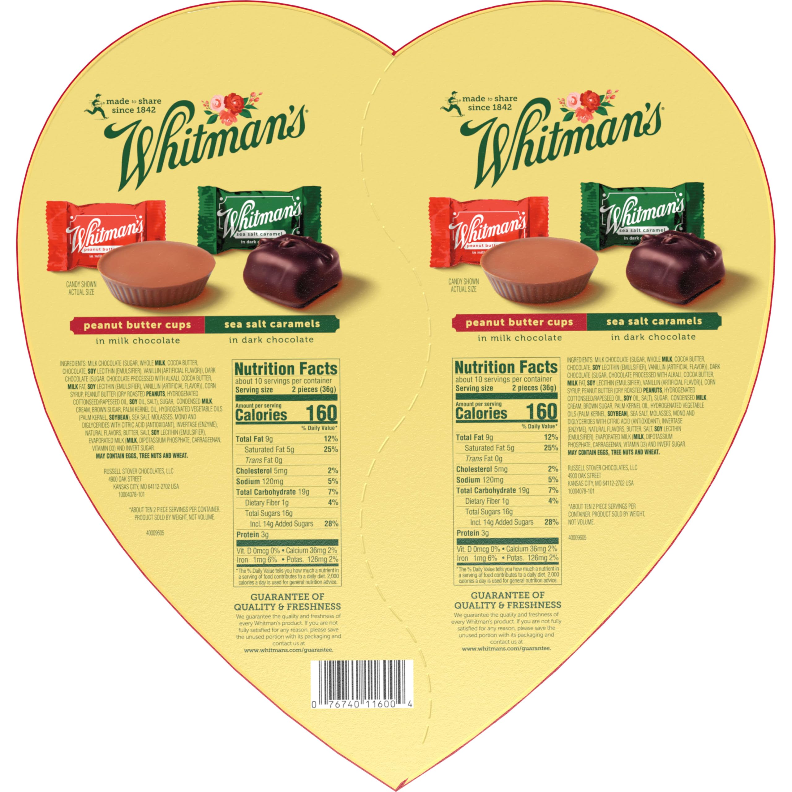 Whitman's assorted flavors in one box showcase milk and dark chocolate options.