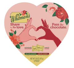 Whitman's Valentines heart box cover — elegant gift presentation for sharing love.