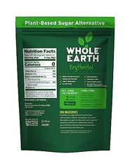 Whole Earth erythritol pouch back with ingredient notes.