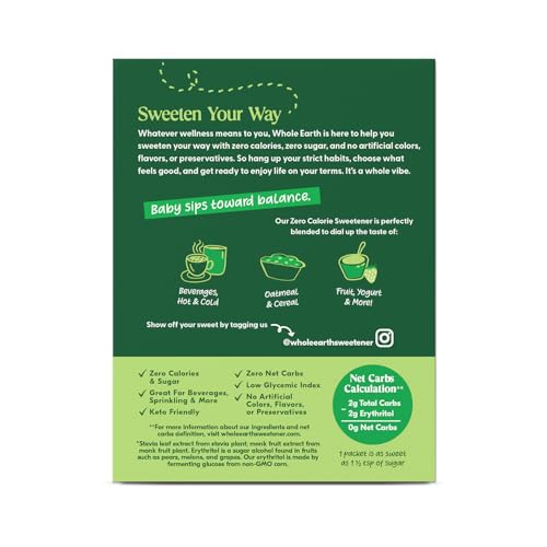 Whole Earth Nature Sweet packets shown with a cup of coffee
