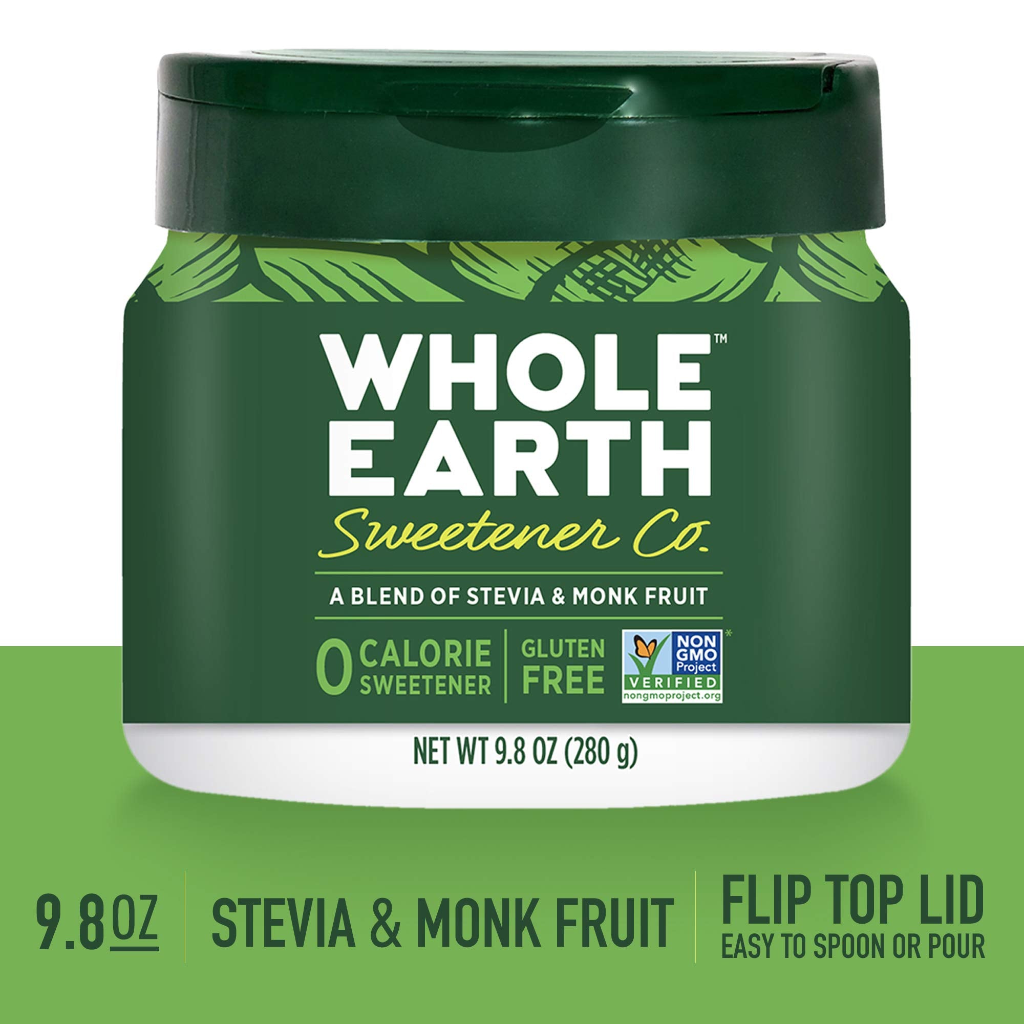 Spoonful of Whole Earth Stevia and Monk Fruit Sweetener for precise baking and beverages.