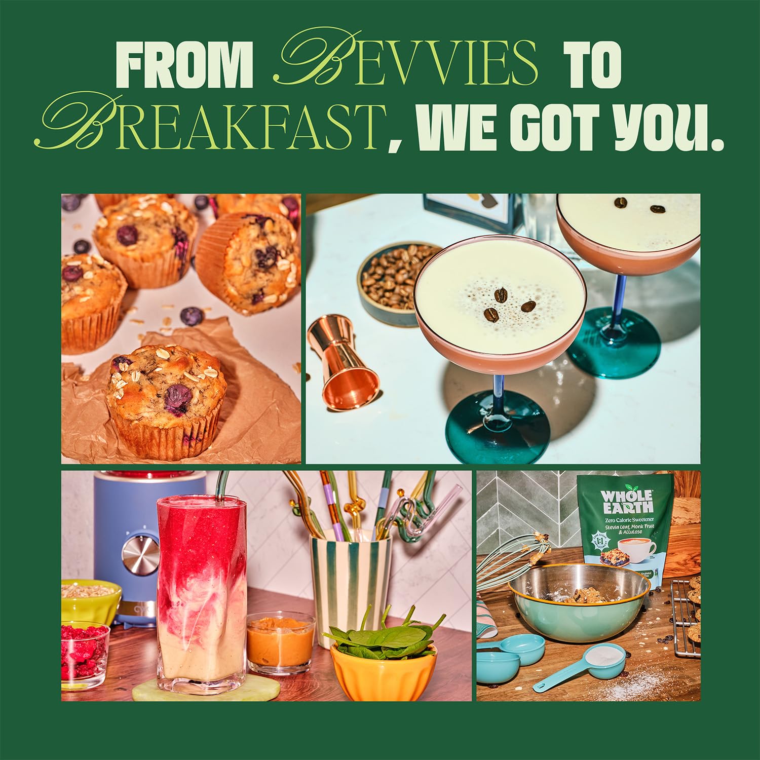 Whole Earth Sweetener baking setup on a countertop with cookies shows versatile use.