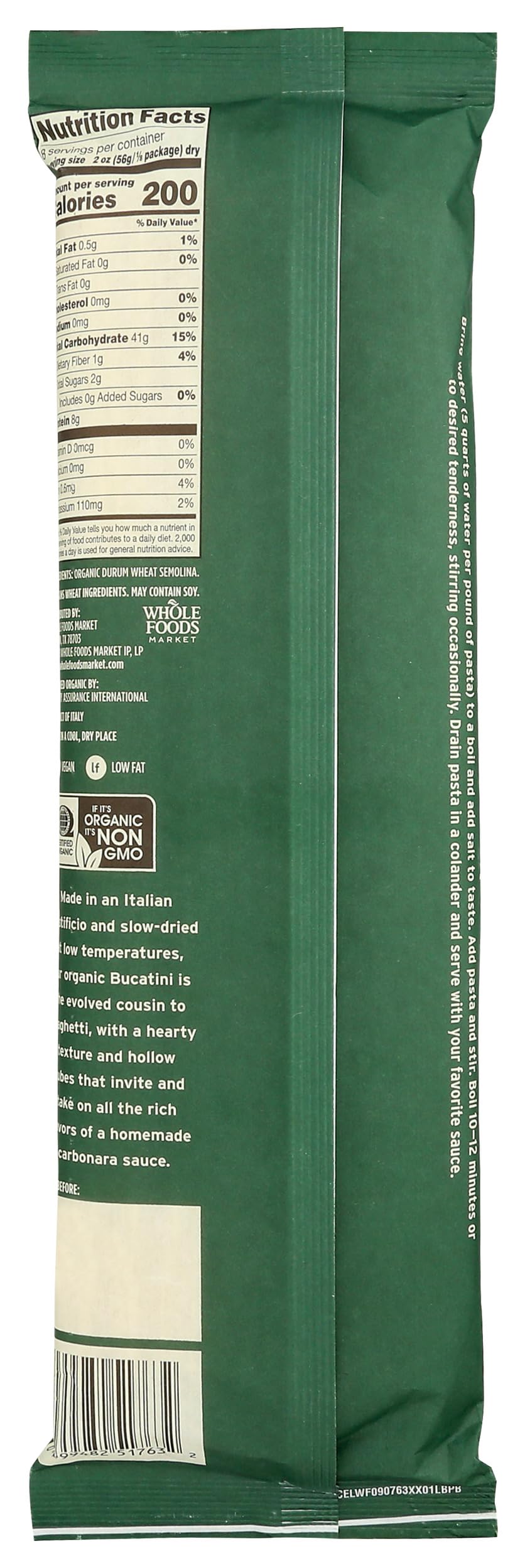 Bronze die-cut pasta texture enhancing sauce cling and bite.