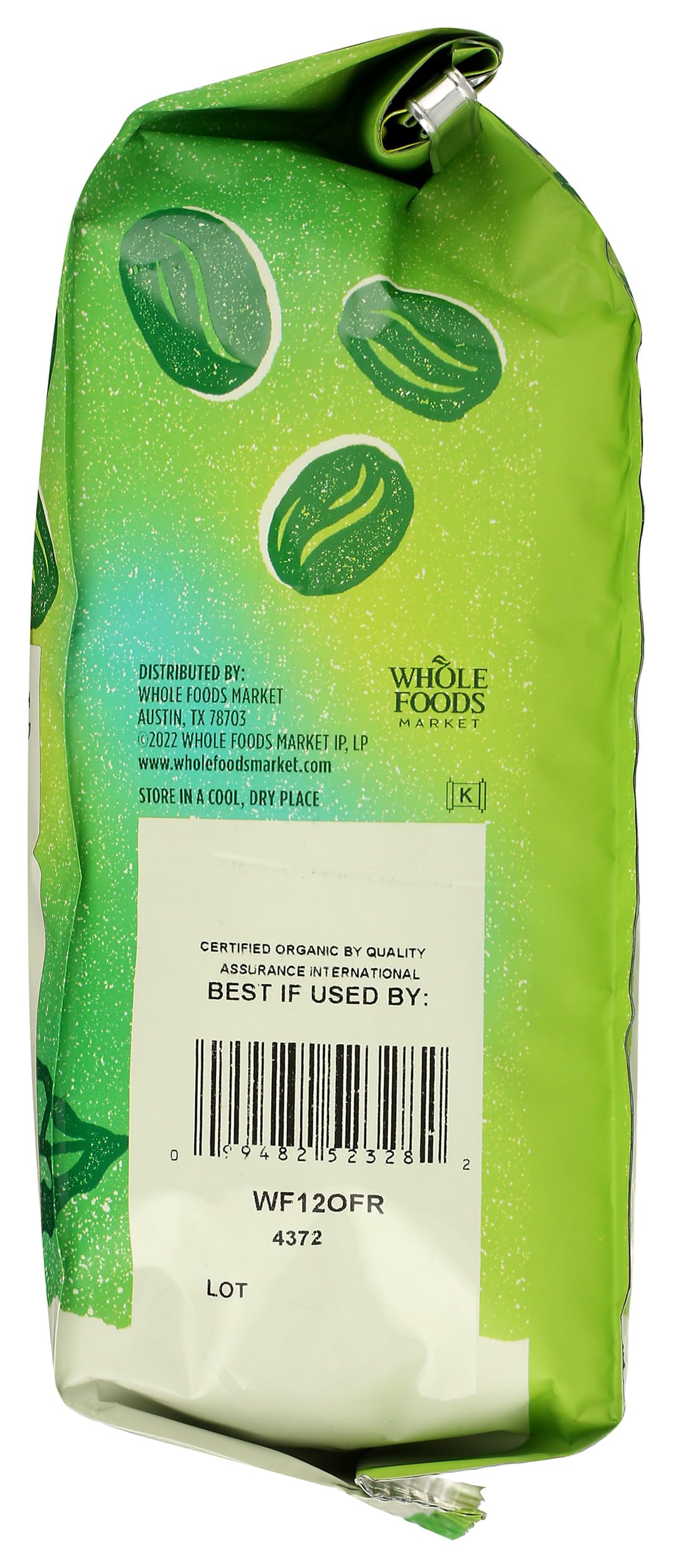 Certifications logos indicating responsible sourcing for Whole Foods Market coffee
