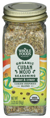 Whole Foods Market Cuban Mojo Spice Blend bottle ready for seafood seasoning.