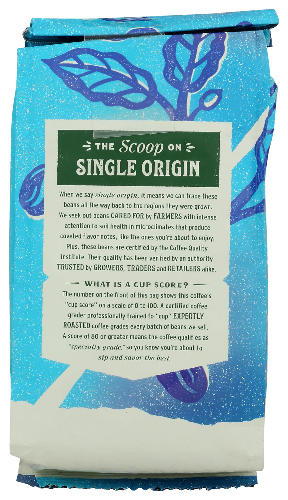 Whole Foods Market decaf Ethiopia coffee label showing sustainability certification