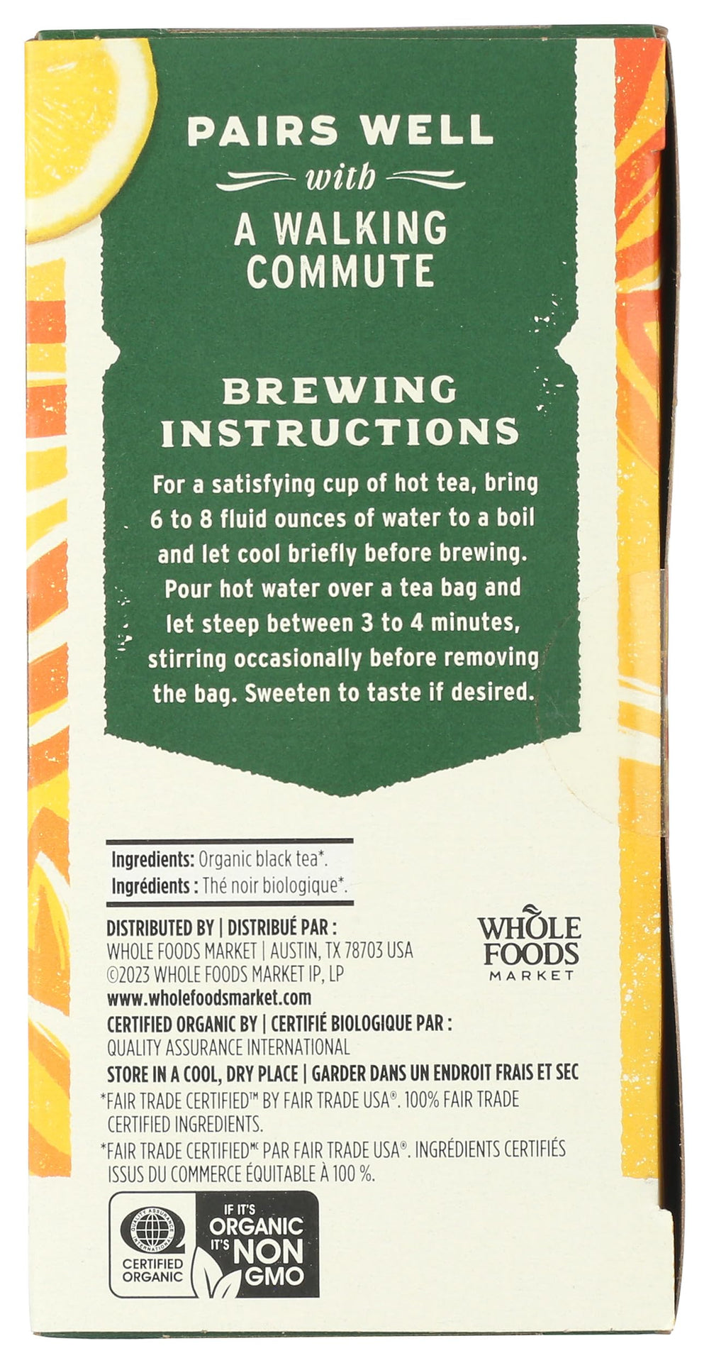 Whole Foods Market Individually wrapped tea bags preserve freshness for daily routines